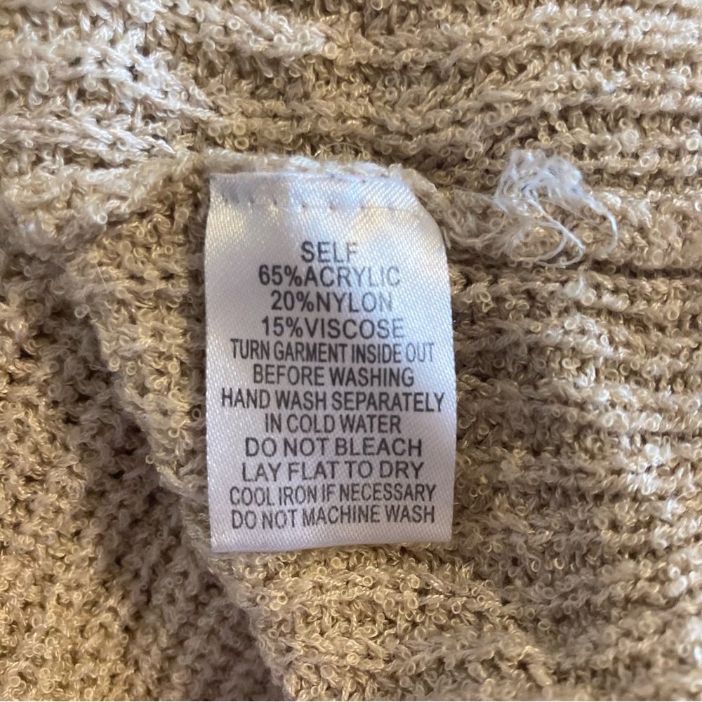 Neutral beige/tan Cotton Candy size M/L deep V neck sweater - Picture 5 of 6